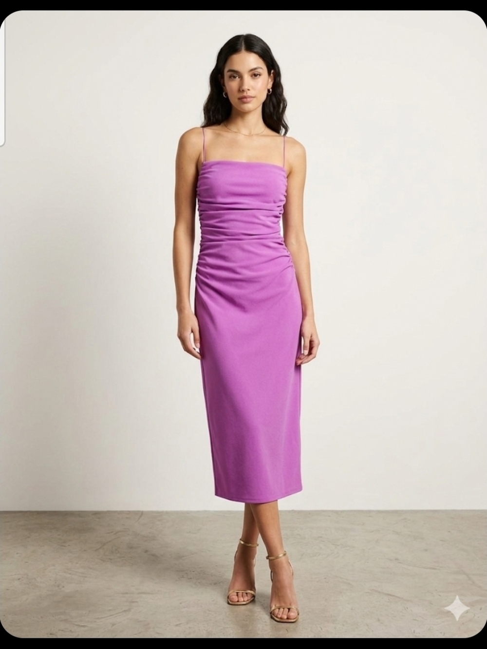 H&M Ruched Midi Dress in LAVENDER SIZE L